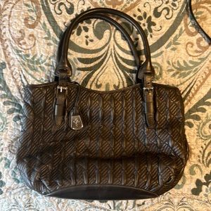 Cole Haan lilac metallic bag. Ruby Red satin inside